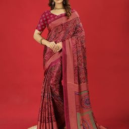VIRENDRA TEXTILES Printed Pure Crepe Saree with Blouse Piece-image-72