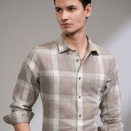 HIGHLANDER Men Slim Fit Opaque Checked Casual Shirt-image-39