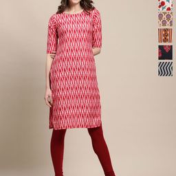 7Threads Selection Of 6 Chevron Printed Round Neck Straight Kurta-image-18