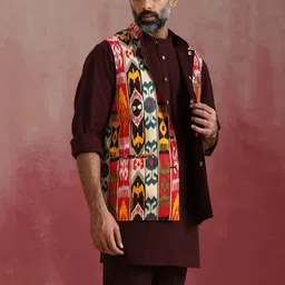 trueBrowns Printed Woven Nehru Jackets image 5