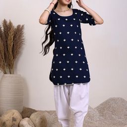 Inddus Girls Ethnic Motifs Embroidered Regular Thread Work Chanderi Cotton Kurta with Dhoti Pants-picture-10