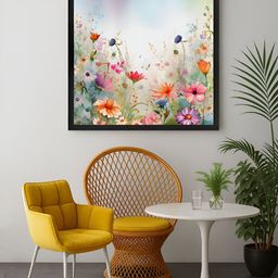 999Store White & Yellow Vibrant Wildflower Meadow Canvas Wall Art-image-98