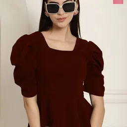 Metronaut Women Pack of 2 Puff Sleeve Peplum Top-picture-12