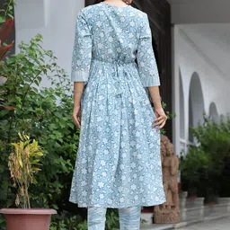 ARANGETRAM Floral Printed Mirror Work A-Line Kurta With Salwar & Dupatta image 3