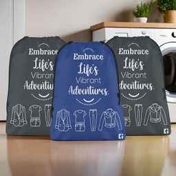 Aura Blue & Grey 3 Pieces Printed Foldable Laundry Bags-1