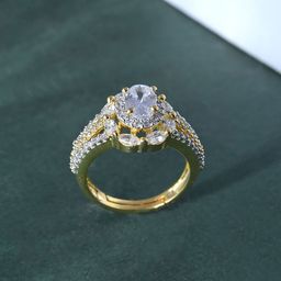 Voylla Gold-Plated Sparkling Elegance Astra American Diamond Ring-21