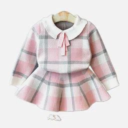 Little Surprise Box LLP Girls Checked Top with Skirt-image-84