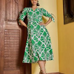 Pink Paprika by SASSAFRAS Women Printed Shirt Midi Dress-image-60