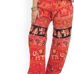 Exotic India Casual Trousers for Women from Pilkhuwa with Printed Elephants-picture-7