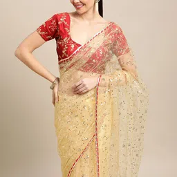 Warthy Ent Embellished Sequinned Net Saree image 5
