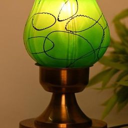 SOMIL Green Printed Glass Cylindrical Shaped Table Lamp-image-84
