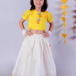LIL DRAMA Girls Embroidered Ready to Wear Lehenga & Blouse With Dupatta-picture-49