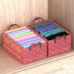 Kuber Industries Maroon & Beige 2 Pieces Drawer Organisers-11