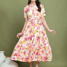 Claura Floral Print Maxi Midi Dress-image-100