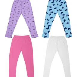 FRENCH KLEIDER Girls Pack Of 4 Printed Cotton Mid-Rise Churidar-Length Leggings-image-10