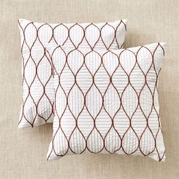 Home Centre Mystic Meadows Rust & White 2 Pieces Embroidered Square Cotton Cushion Covers-image-82