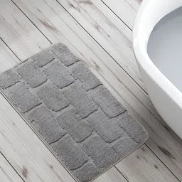 Home Centre Grey Textured 240 GSM Anti-Skid Bath Rug-44