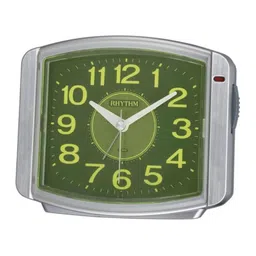 Rhythm Silver-Toned & Green Traditional Alarm Clock-15