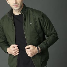 Roadster Men Olive Green Solid Bomber Jacket-image-43