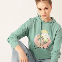 Kook N Keech Disney Women Green Tinkerbell Printed Hooded Sweatshirt-29