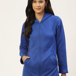 Belle Fille Women Blue Fleece Open Front Jacket-image-32