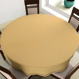 SWAYAM Beige Round 72" Cotton Table Cloth-35