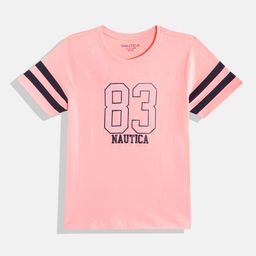 Nautica Boys Pure Cotton Varsity & Brand Logo Printed T-shirt-image-56