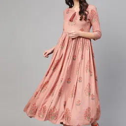 Idalia Women Dusty Pink & Red Printed Maxi Dress-picture-33