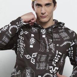 The Indian Garage Co Men Charcoal Grey Printed Hooded Sweatshirt-image-72