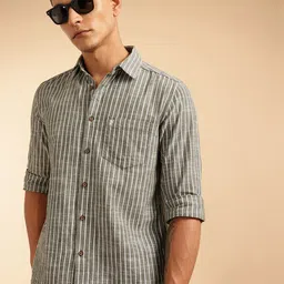 French Connection Men Premium Slim Fit Striped Pure Cotton Casual Shirt-image-95