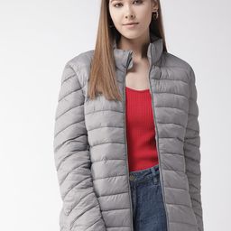 Xpose Women Grey Solid Lightweight Puffer Jacket-image-81