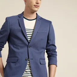 INVICTUS Men Blue Solid Slim Fit Smart Casual Single Breasted Blazer-22