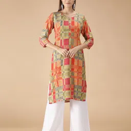 Fabclub Women Multicoloured Geometric Printed Kurta-image-73