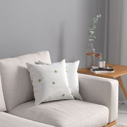 ROSARA HOME White & Green Set of 2 Geometric Square Cushion Covers-17