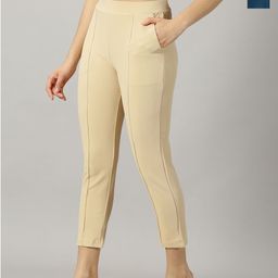 AUSK Women Pack Of 2 Relaxed Skinny Fit High-Rise Cropped Chinos Trousers-image-96