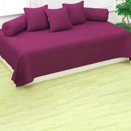 Trance Home Linen 6-Pcs Purple Striped Cotton Diwan Set-picture-23