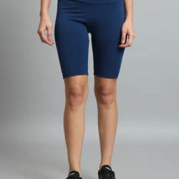 COLOR CAPITAL Blue Slim Fit High Rise Cycling Shorts-image-44