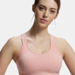 Jockey 1380 Women's Wirefree Padded Super Combed Cotton Racer Back Active Bra (Prints May Vary)-image-36