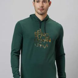 Being Human Green Regular Fit Printed Hooded Sweatshirt-36
