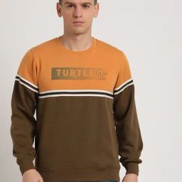 Turtle Brown & Yellow Relaxed Fit Logo Printed Sweatshirt-image-65