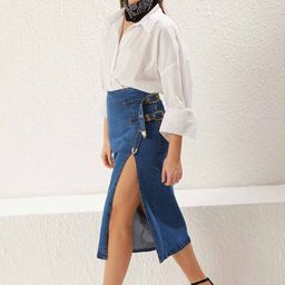 Trendyol Women Cotton Straight Midi Skirt-picture-33