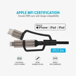 Powerup Stay Charged Usb To Lightning, Type C, Micro Apple Mfi Certified 1.5M (Black)-8