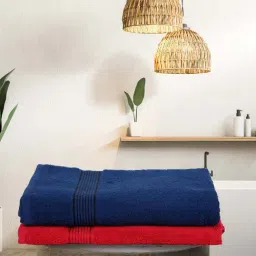Bianca D'ross Navy & Red 100% Cotton 380 GSM Bath Towels - Set of 2-53