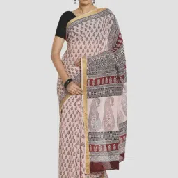 Kalakari India Off-White Cotton Printed Saree With Unstitched Blouse-29
