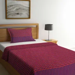Klotthe Woven Purple 350 TC Cotton Single Bed Cover with 1 Pillow Cover-picture-37