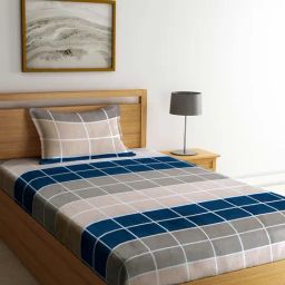Klotthe Abstract Multicolor 210 TC Cotton Blend Single Bedsheet with 1 Pillow Cover-image-13
