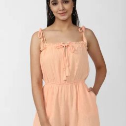 Forever 21 Peach Square Neck Playsuit-image-112