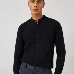 Styli Black Cotton Slim Fit Shirt-picture-16
