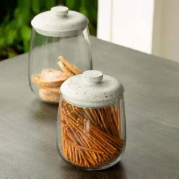 Ellementry Transparent & White Glass Farmhouse Flair Small Jar-image-75