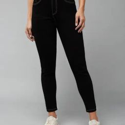 DOLCE CRUDO Black Denim Skinny Fit High Rise Jeans-image-56